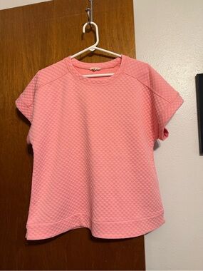 JODIFL Quilted Short Sleeve Top - Light Pink